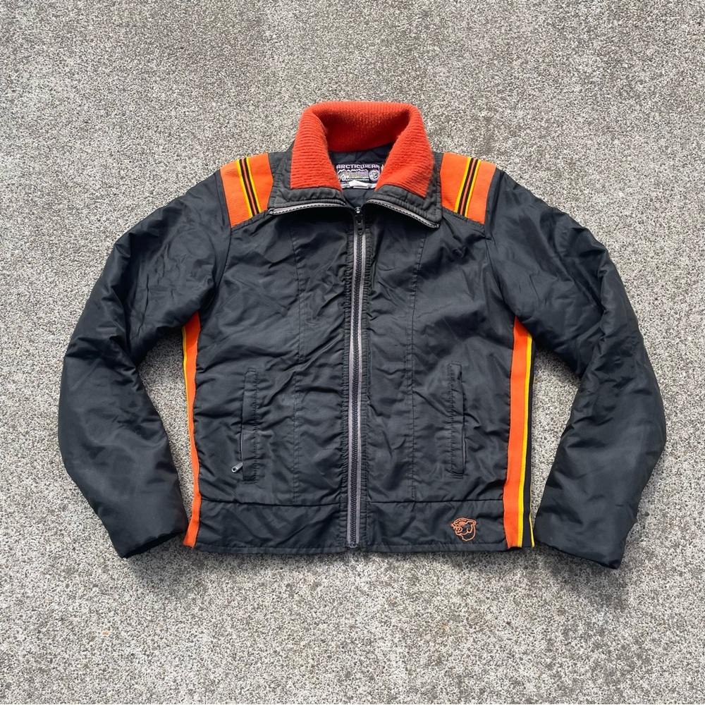 Vtg 70's Arctic Cat Snowmobile Jacket Men's Sz Medium Tall Black Arctic-wear